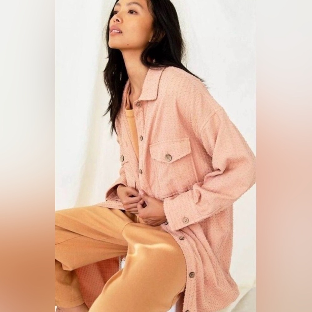 Free People Quite the Look Maxi Shacket Button Up